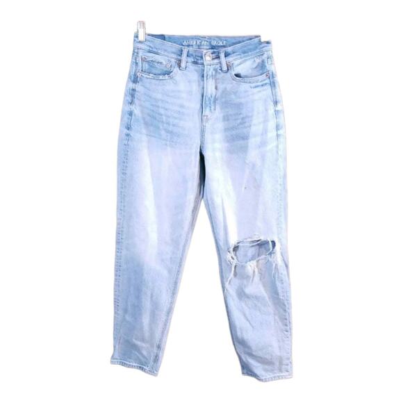 American Eagle Distressed Light Wash '90s Rigid Boyfriend Jeans Women's 0 Long - Picture 1 of 8